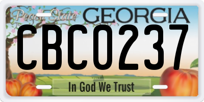 GA license plate CBC0237