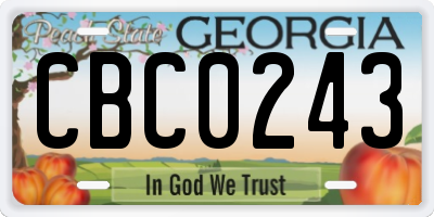 GA license plate CBC0243