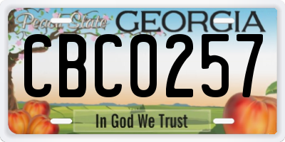 GA license plate CBC0257