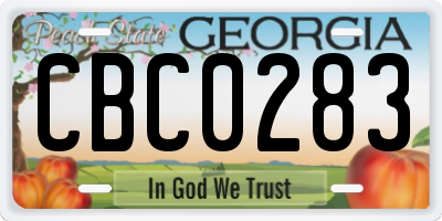 GA license plate CBC0283