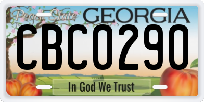 GA license plate CBC0290