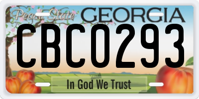 GA license plate CBC0293