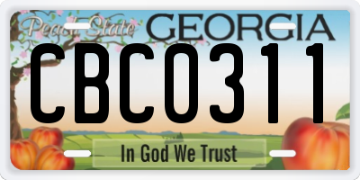 GA license plate CBC0311