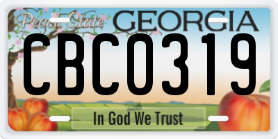 GA license plate CBC0319