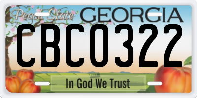 GA license plate CBC0322