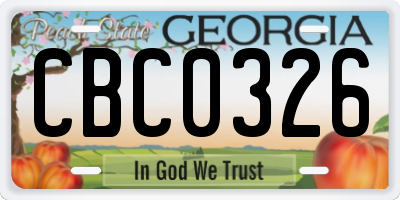 GA license plate CBC0326
