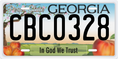 GA license plate CBC0328