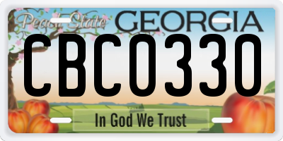 GA license plate CBC0330