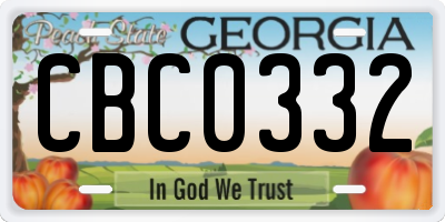 GA license plate CBC0332