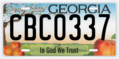 GA license plate CBC0337