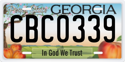 GA license plate CBC0339