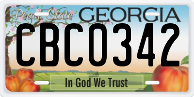 GA license plate CBC0342
