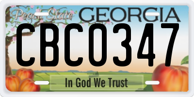 GA license plate CBC0347