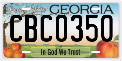GA license plate CBC0350
