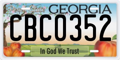 GA license plate CBC0352