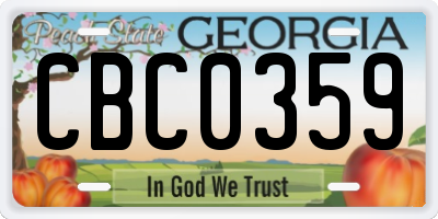 GA license plate CBC0359