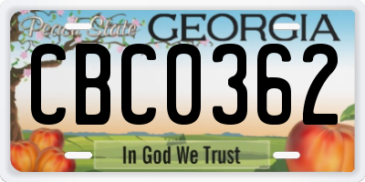 GA license plate CBC0362