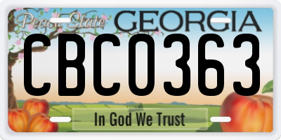 GA license plate CBC0363