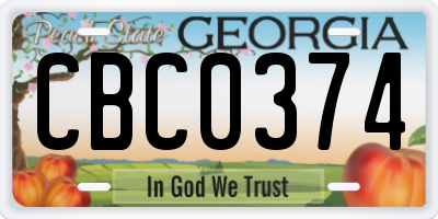 GA license plate CBC0374