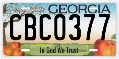 GA license plate CBC0377