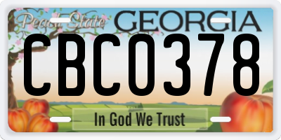 GA license plate CBC0378