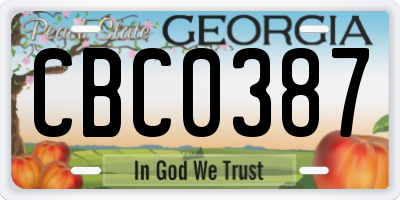 GA license plate CBC0387