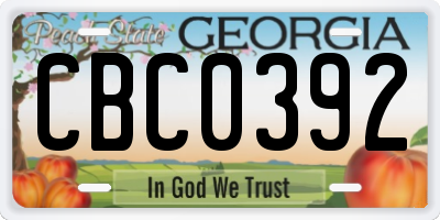 GA license plate CBC0392