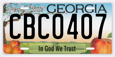 GA license plate CBC0407