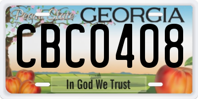 GA license plate CBC0408