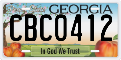 GA license plate CBC0412