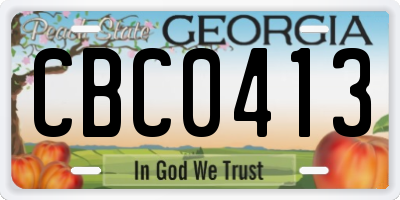 GA license plate CBC0413