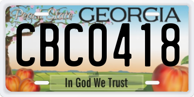 GA license plate CBC0418