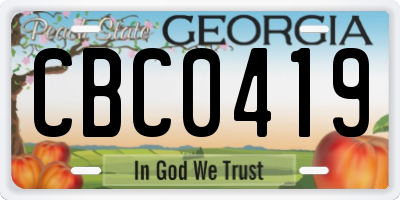 GA license plate CBC0419