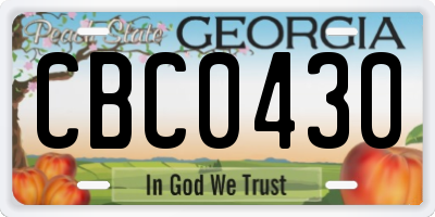 GA license plate CBC0430