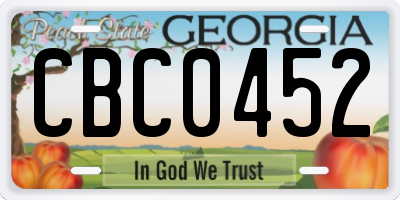 GA license plate CBC0452