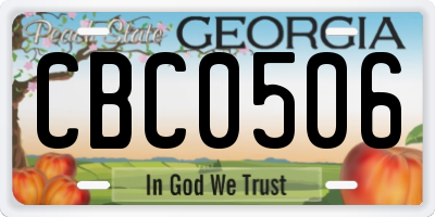 GA license plate CBC0506