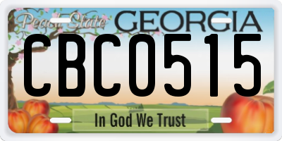 GA license plate CBC0515
