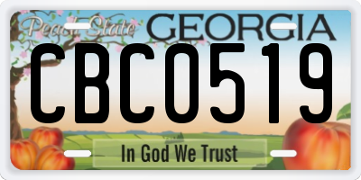 GA license plate CBC0519