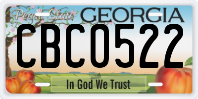GA license plate CBC0522