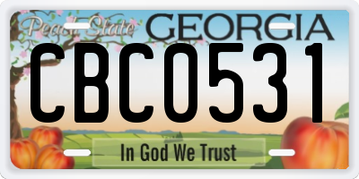 GA license plate CBC0531