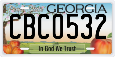 GA license plate CBC0532