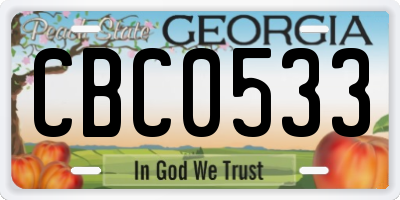 GA license plate CBC0533