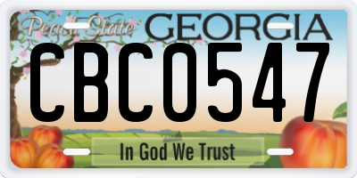 GA license plate CBC0547