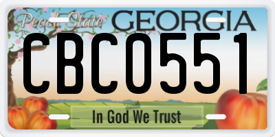 GA license plate CBC0551