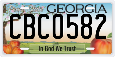 GA license plate CBC0582