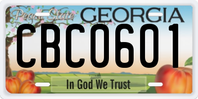 GA license plate CBC0601