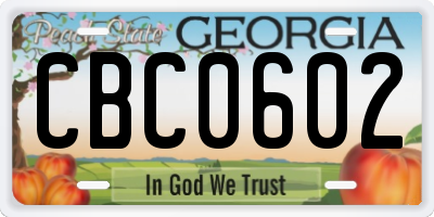 GA license plate CBC0602