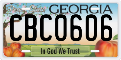 GA license plate CBC0606