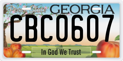 GA license plate CBC0607