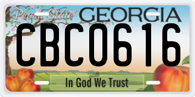 GA license plate CBC0616